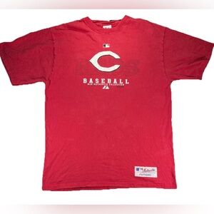 Vintage Cincinnati Reds Baseball T Shirt Men's Large Red MLB Ohio Majestic Y2K
